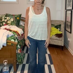 J. Crew White and Cream Striped Tank Top